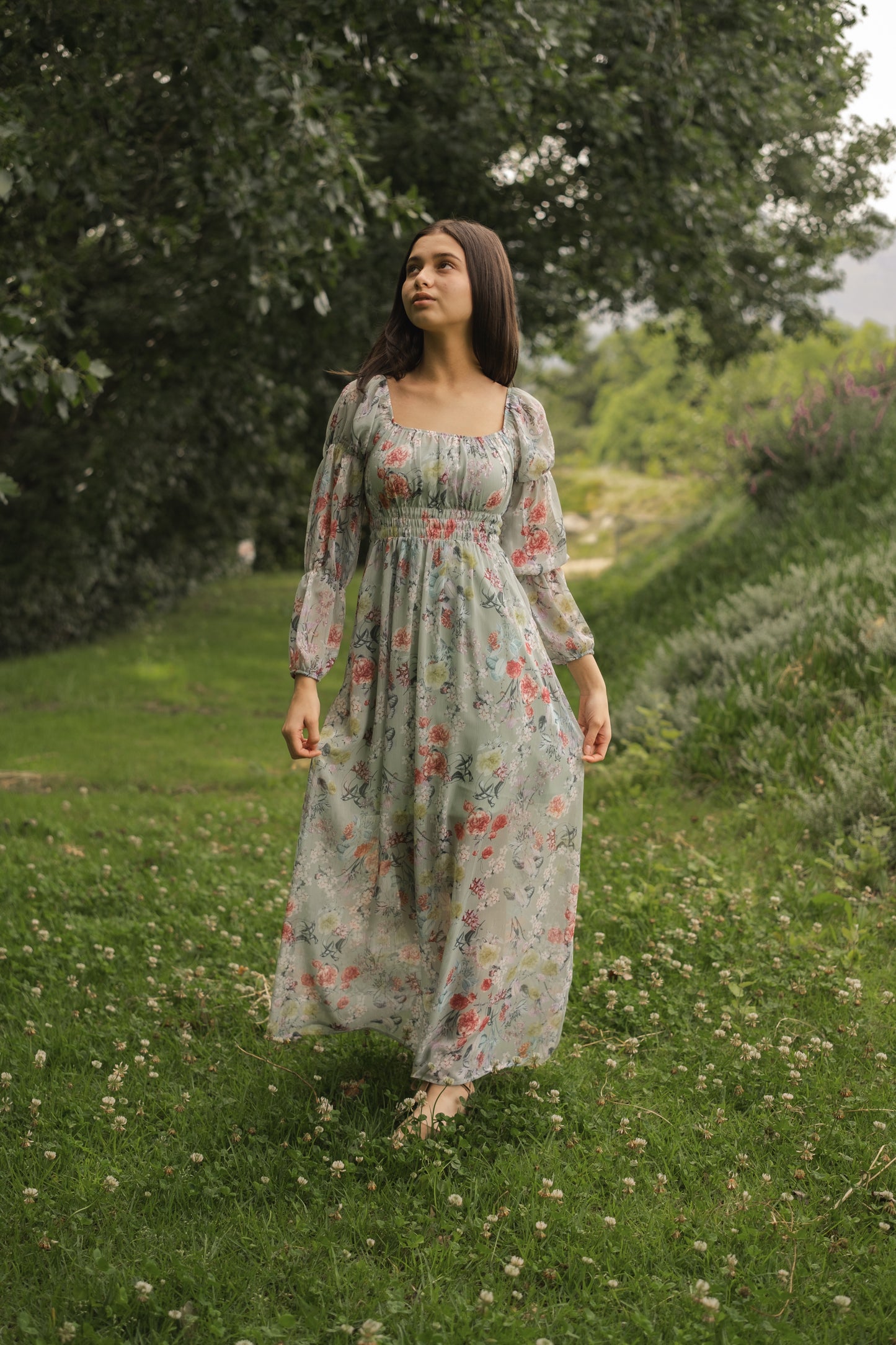 KHAI DRESS IN SAGE FLORAL FANTASY