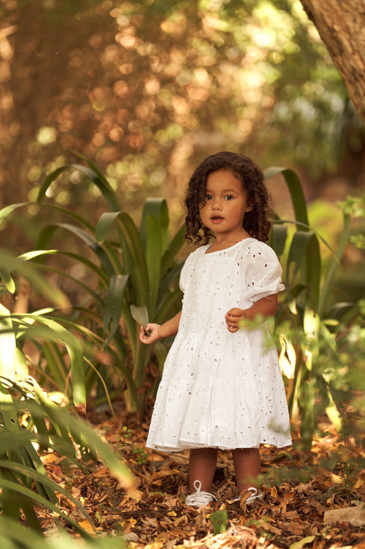 GIRLS PEONY DRESS IN WHITE